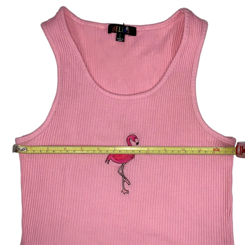 Delia’s Pink Flamingo Ribbed Crop Tank Top - Picture 4 of 6